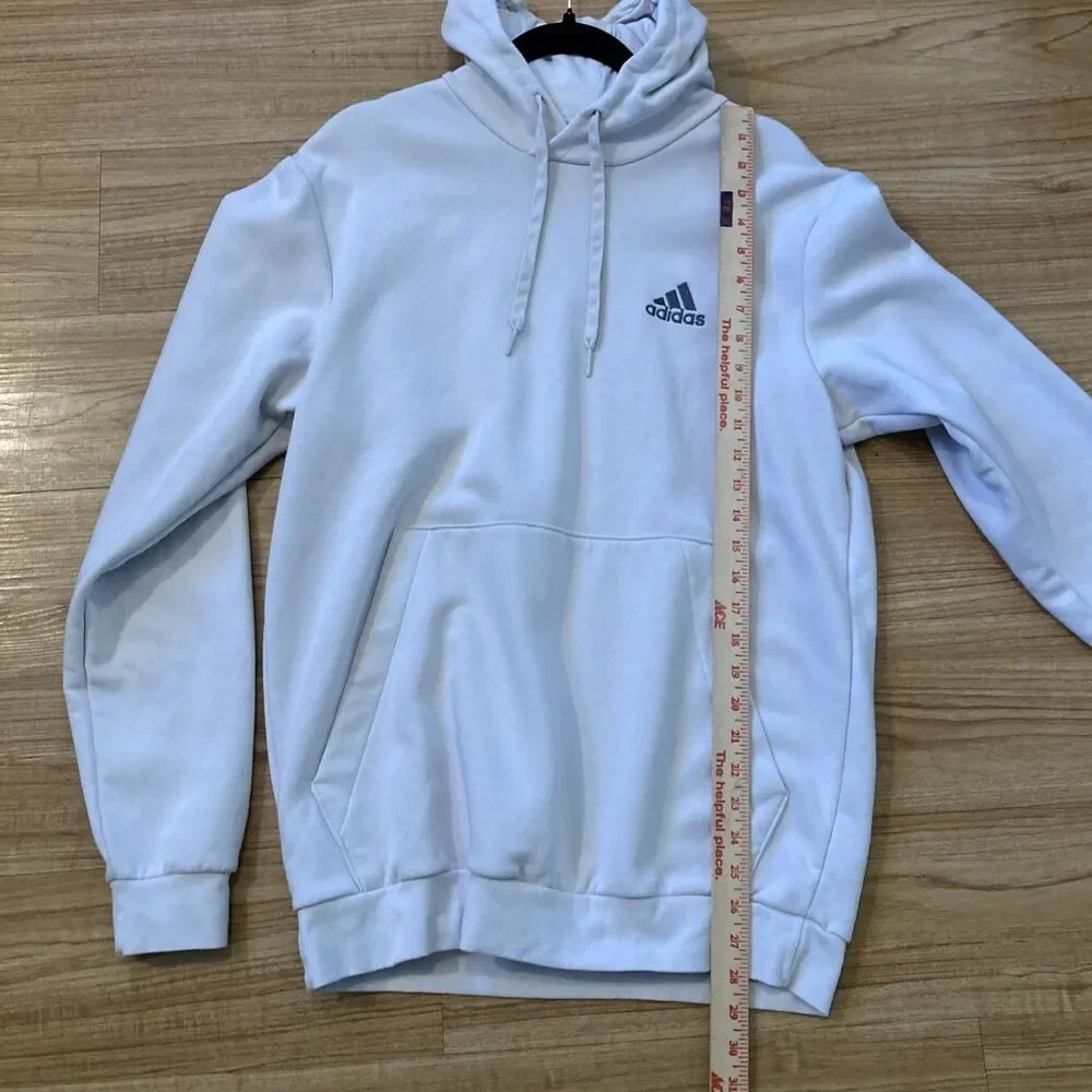 Adidas Mens L Beige Fleece Pullover Hoodie Pocket Logo Cozy Athleisure Relaxed